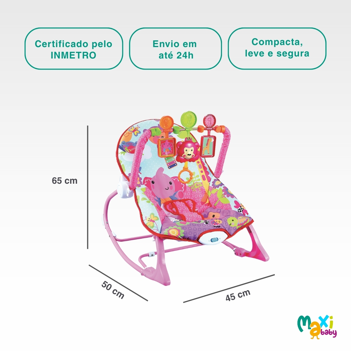 Cadeira de Descanso Musical FunTime New 18kgs Rosa-Maxi Baby - Imagem 9