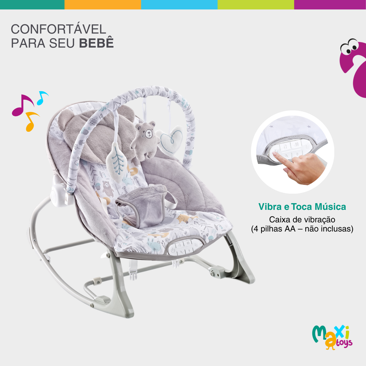 Cadeira de Descanso Bebê Musical FunTime Teddy CZ Maxi Baby - Imagem 4