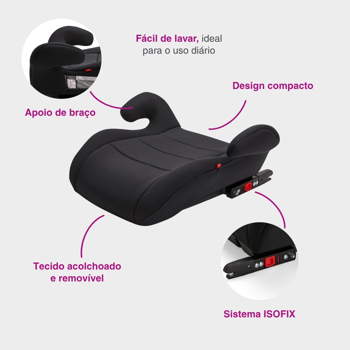 Assento De Carro Infantil Isofix Fix Fit Preto Replay Kids - Imagem 3