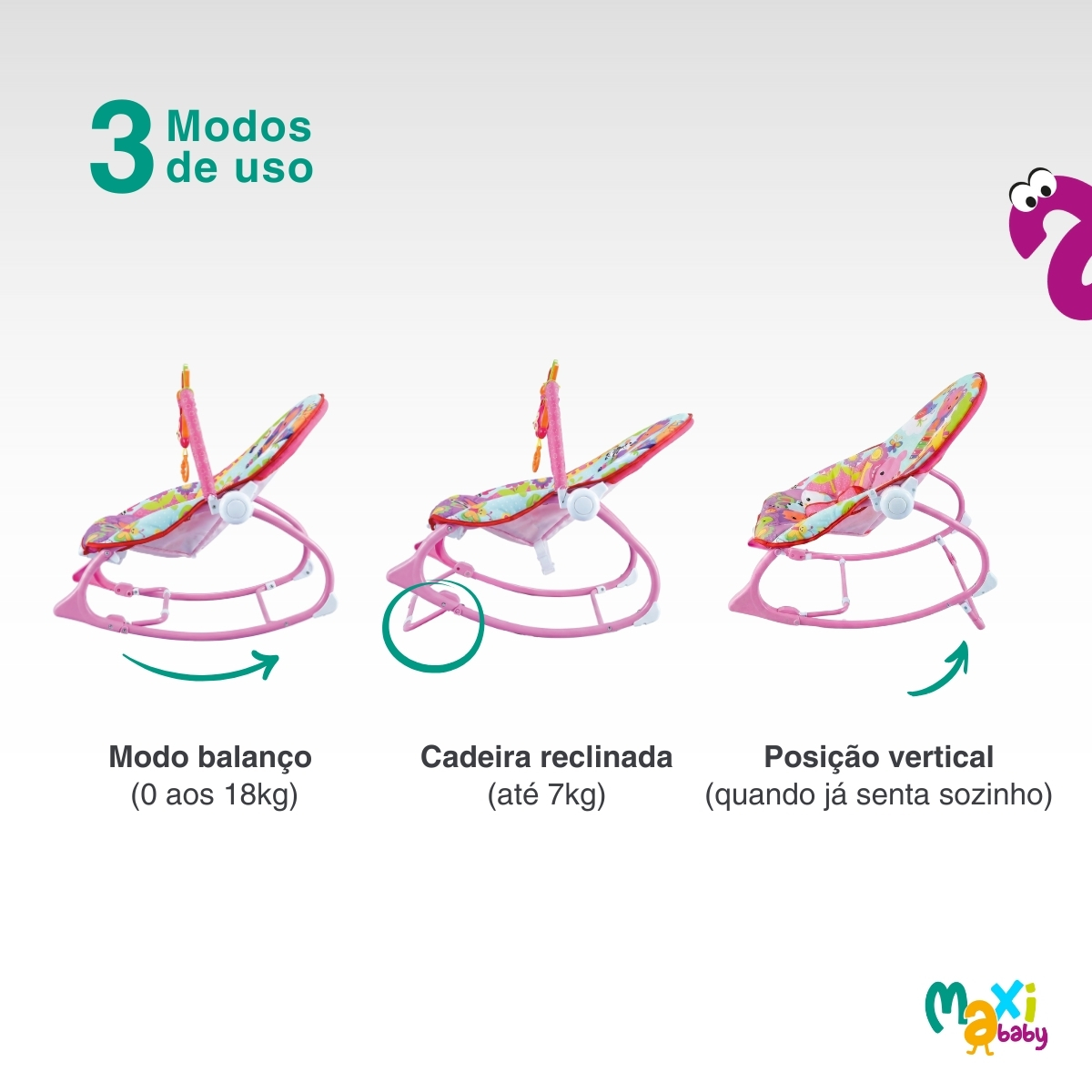 Cadeira de Descanso Musical FunTime New 18kgs Rosa-Maxi Baby - Imagem 4