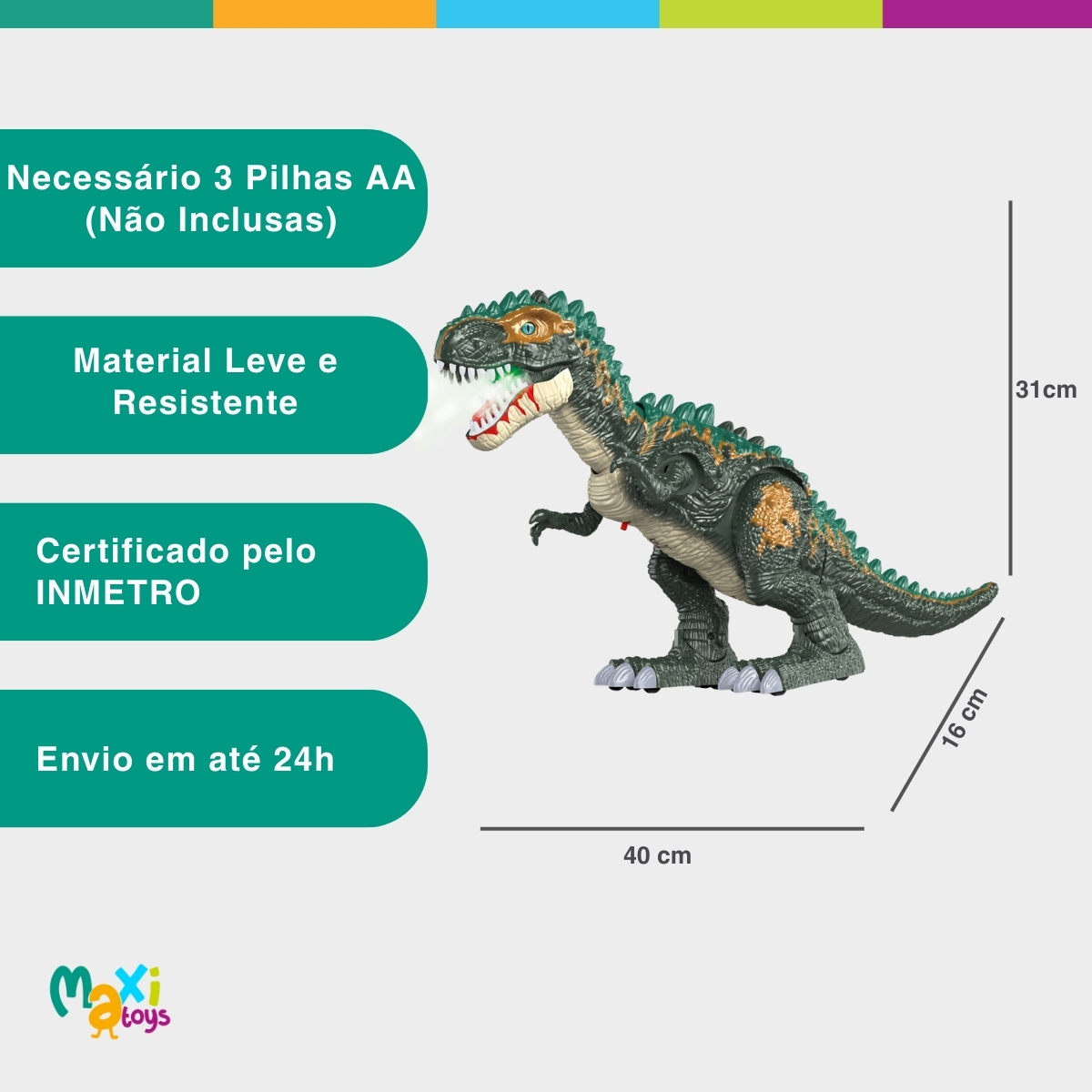 Dinossauro Brinquedo Bota Ovo Fumaça e Som DinoRex Maxi Toys - Imagem 6