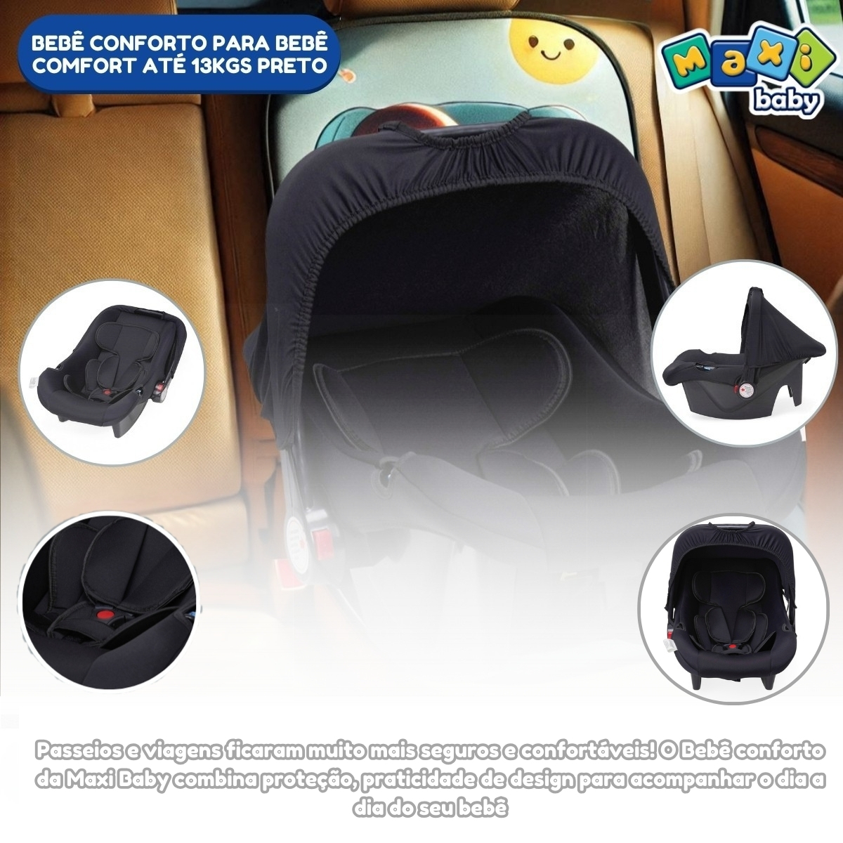 Bebê Conforto Para Bebê Comfort Até 13kgs Preto Maxi Baby - Imagem 8