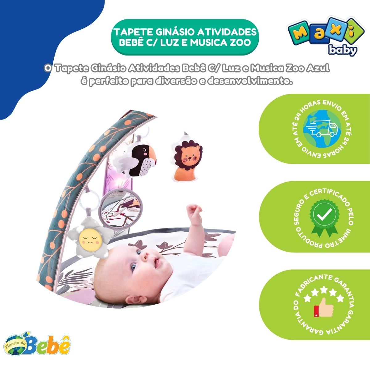 Tapete Ginásio Atividades Bebê C/ Luz e Musica Zoo Maxi Baby - Imagem 11