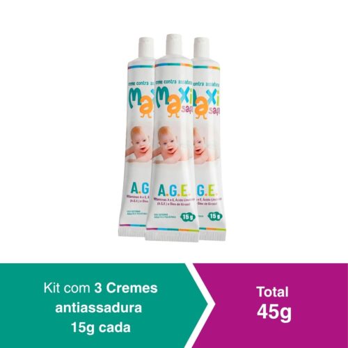 KIT Creme Pomada de Assadura  Vit A.G.E  15g Cada Maxi Baby
