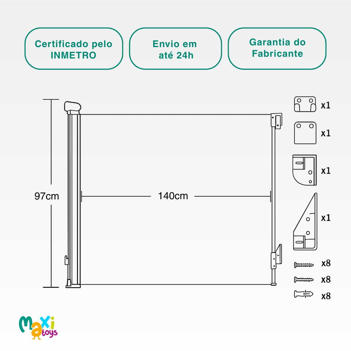 Portão de Segurança Tela Retrátil Infantil 140cm Maxi Baby - Imagem 8