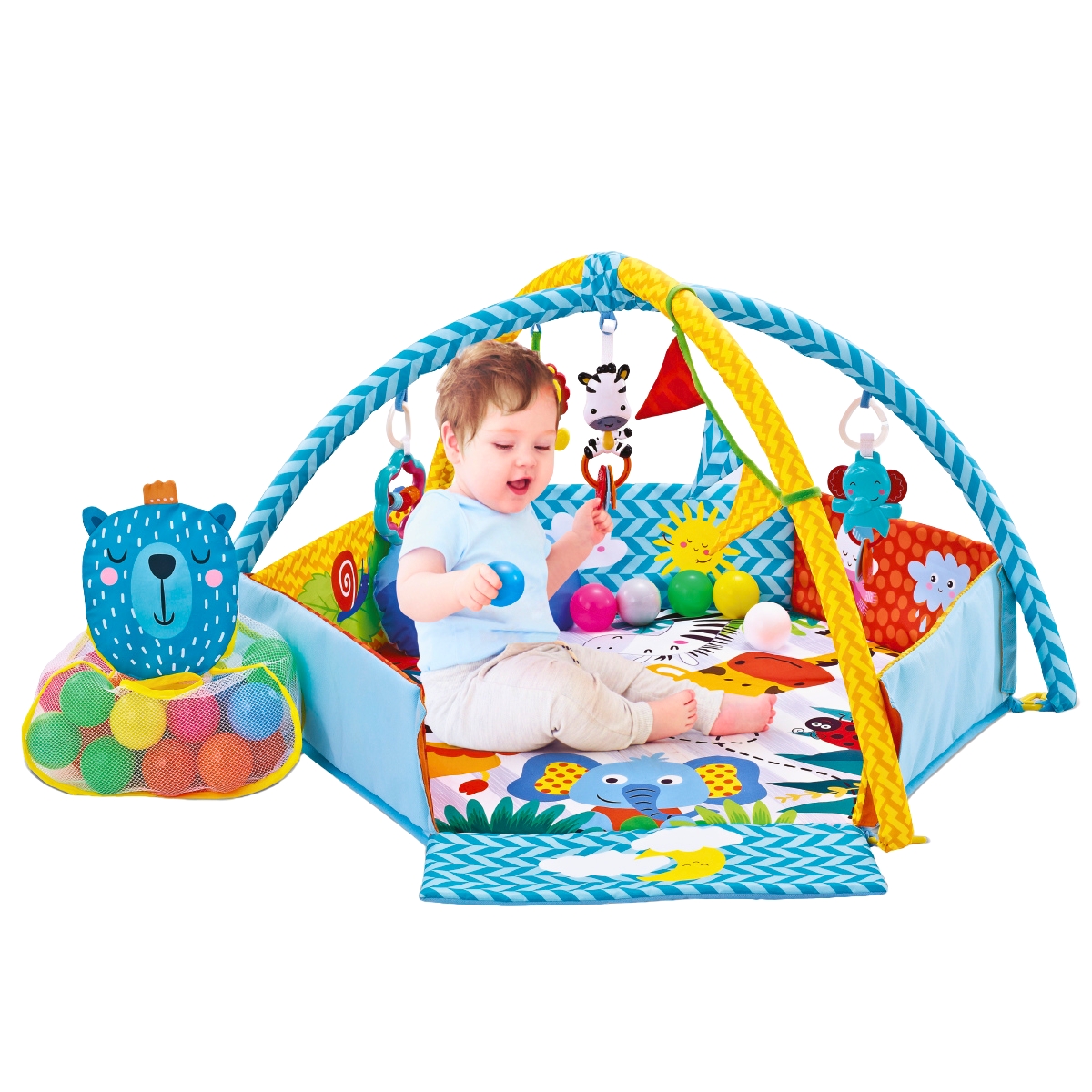 Tapete Ginásio Com Bolinhas Para Bebê Party Azul Maxi Baby - Imagem 7