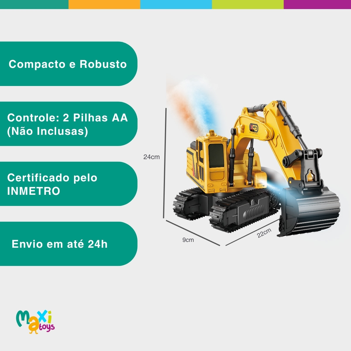 Carrinho de Controle Remoto TratorCar Solta Fumaça Maxi Toys - Imagem 6