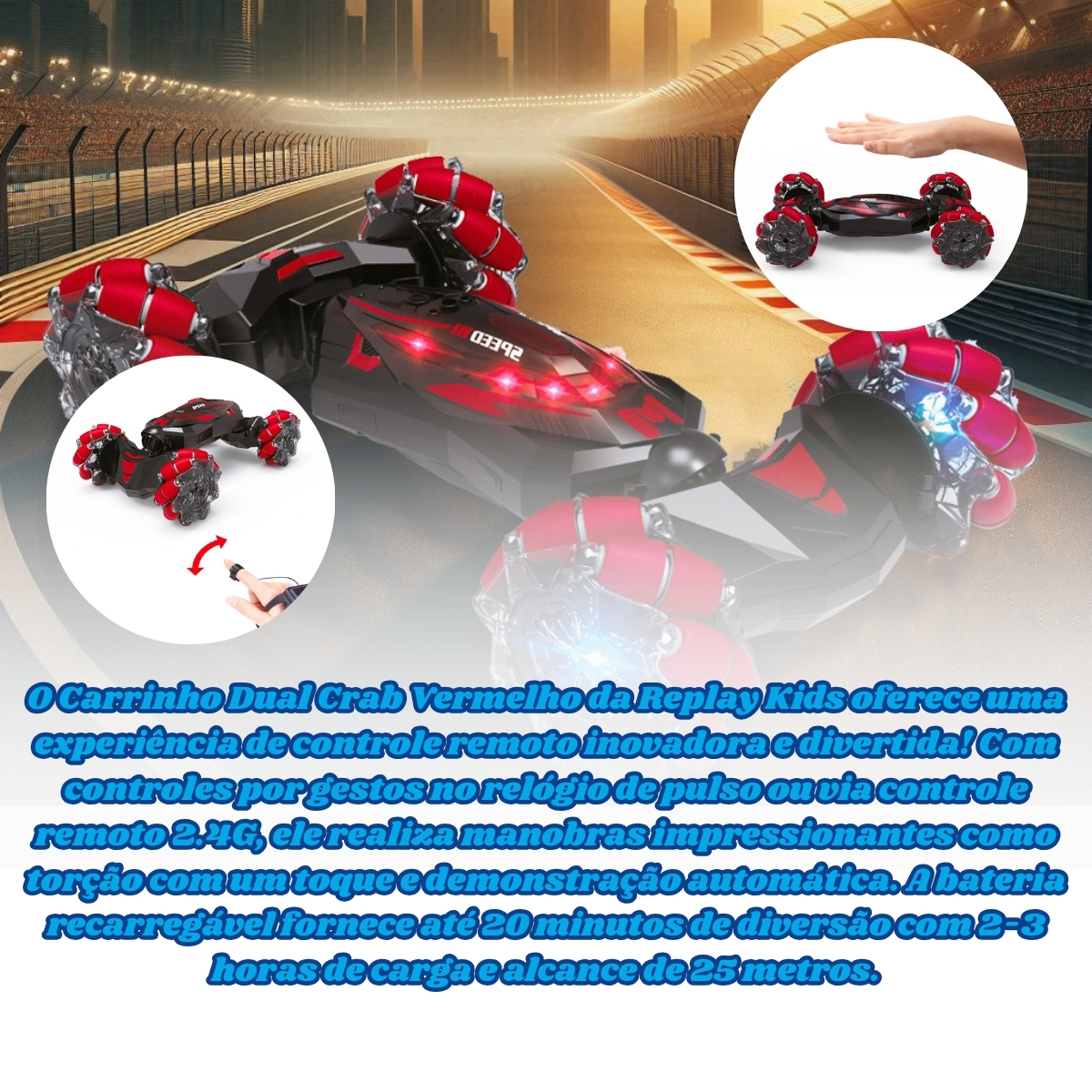 Carrinho de Controle Remoto e Relógio Crab 360º Replay Kids - Imagem 9