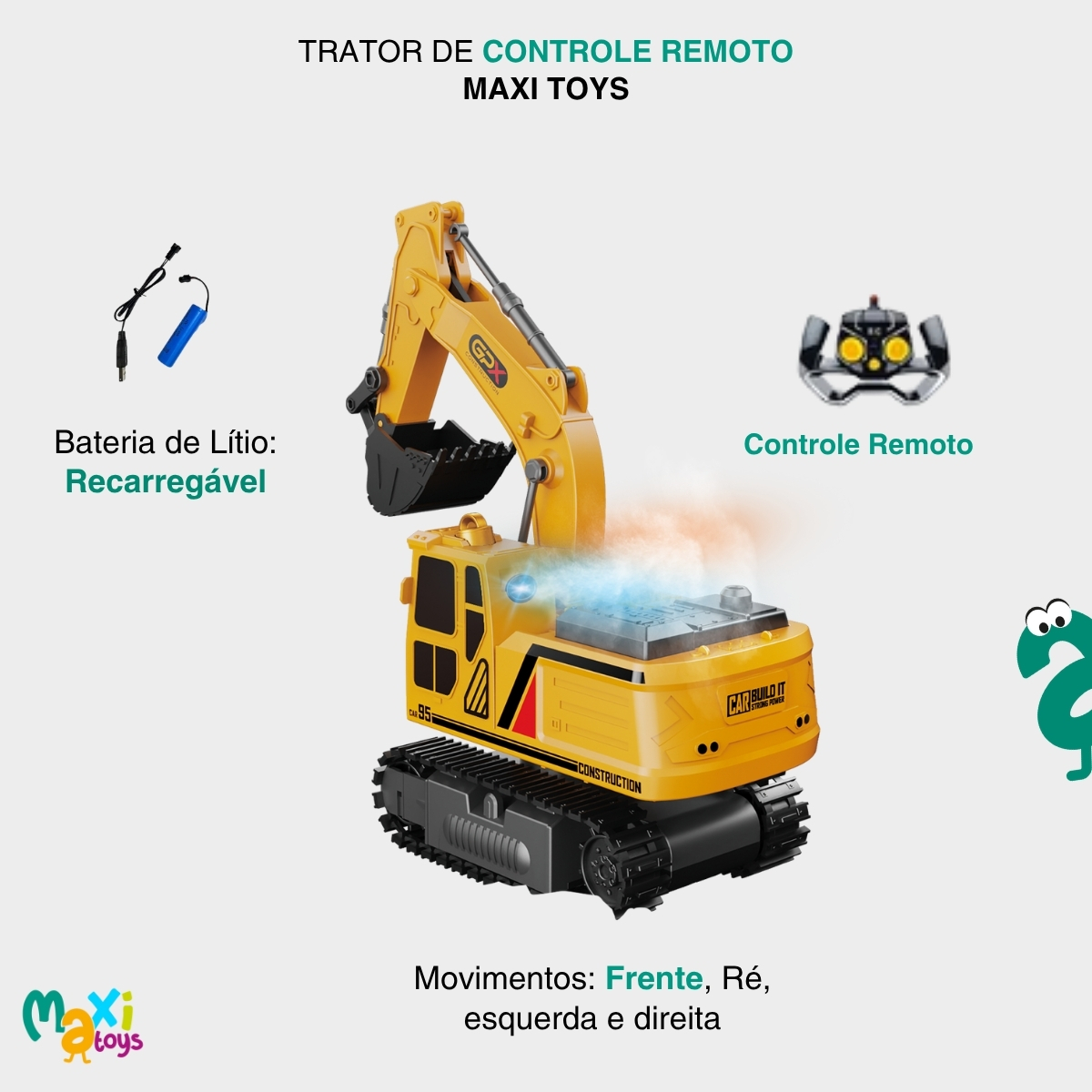 Carrinho de Controle Remoto TratorCar Solta Fumaça Maxi Toys - Imagem 5