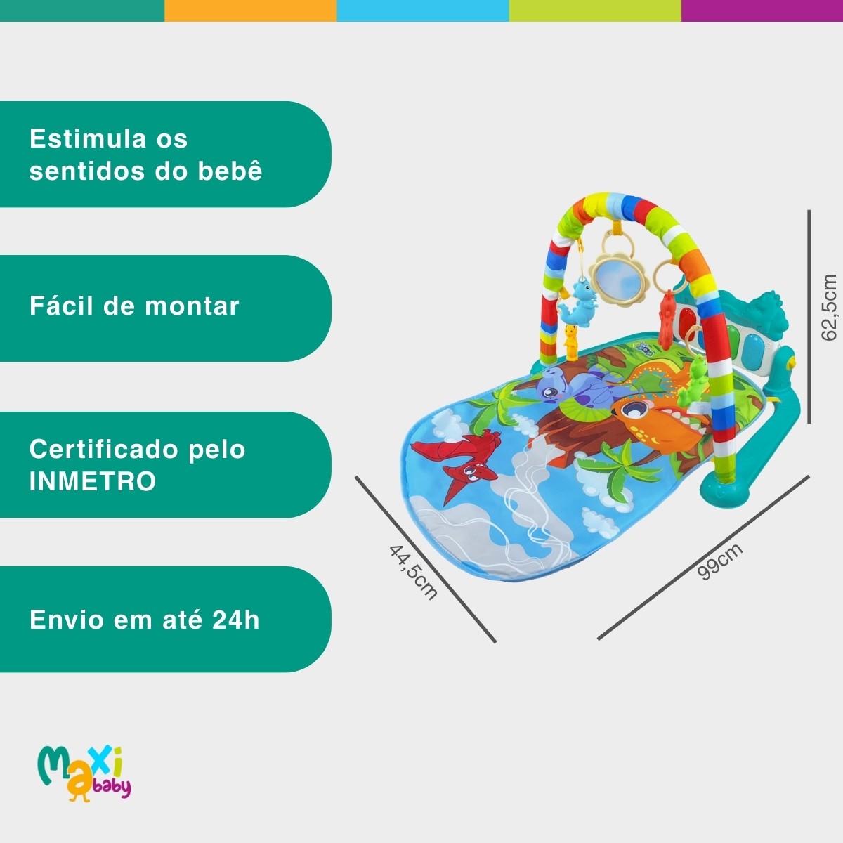 Tapete de Atividades Para Bebê Piano Funny Dino Maxi Baby - Imagem 9