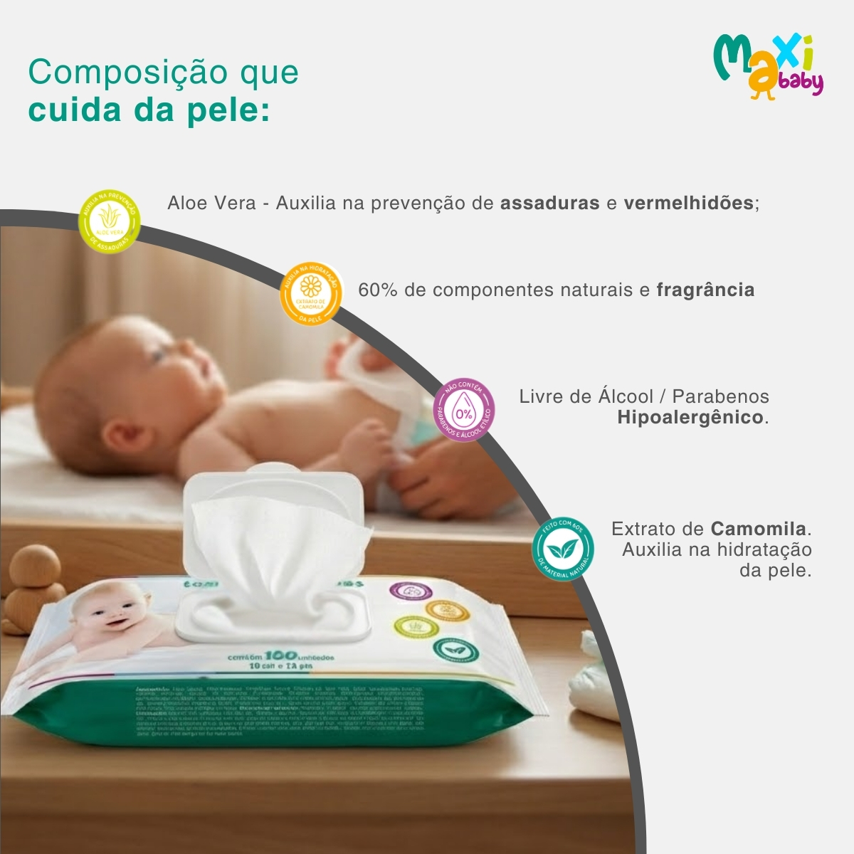 Kit 12 Toalhas Umedecidas Hipoalergênico 50un Cada Maxi Baby - Imagem 2