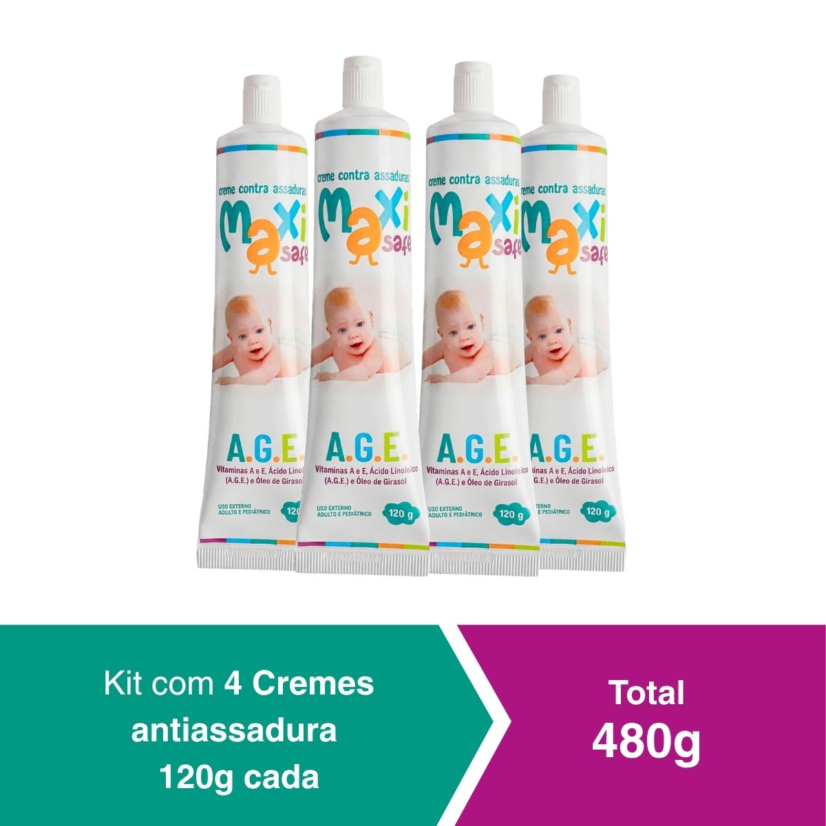 KIT Creme Pomada de Assadura Vit AGE 120g Cada Maxi Baby - Imagem 3