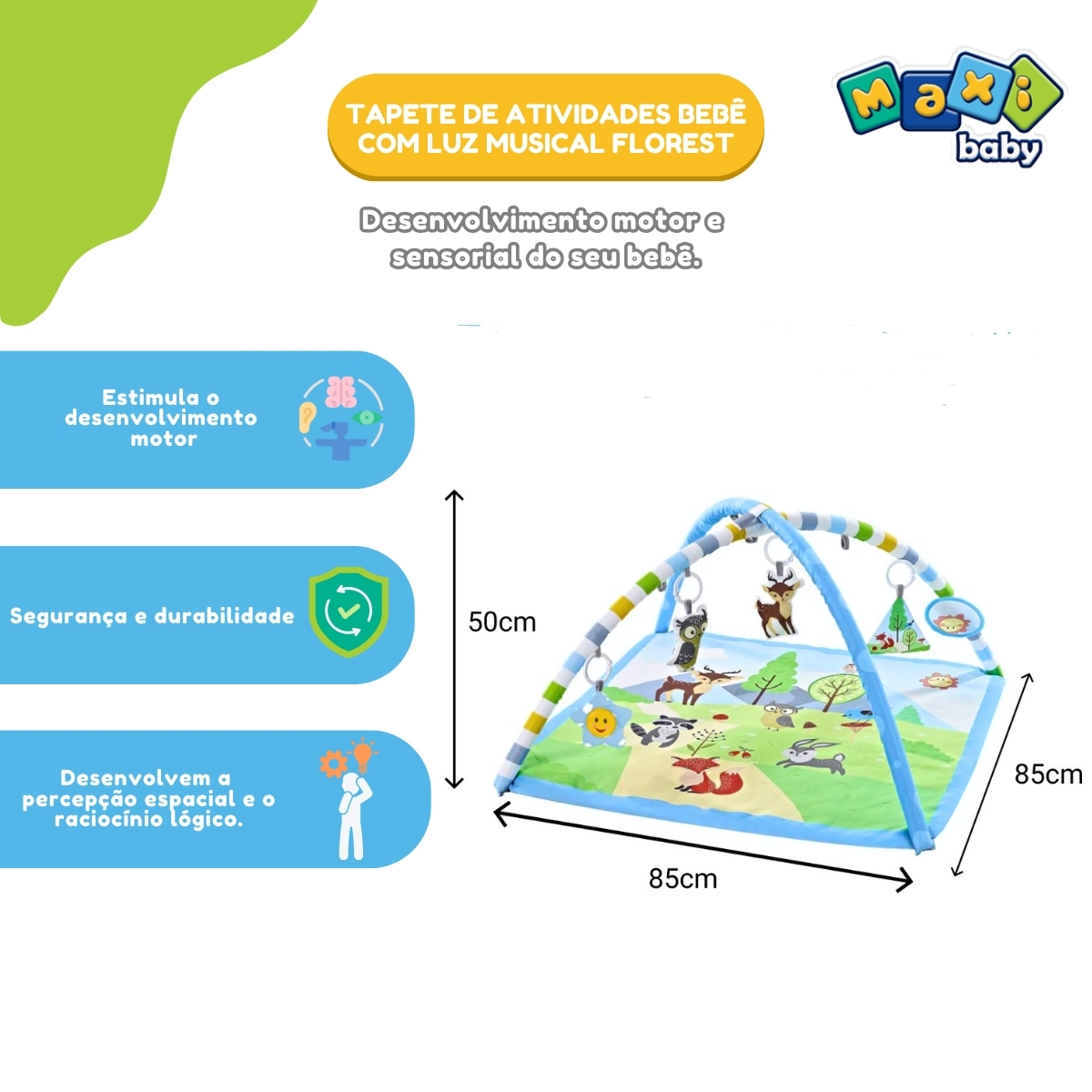 Tapete de Atividades Bebê Com Luz Musical Florest Maxi Baby - Imagem 4