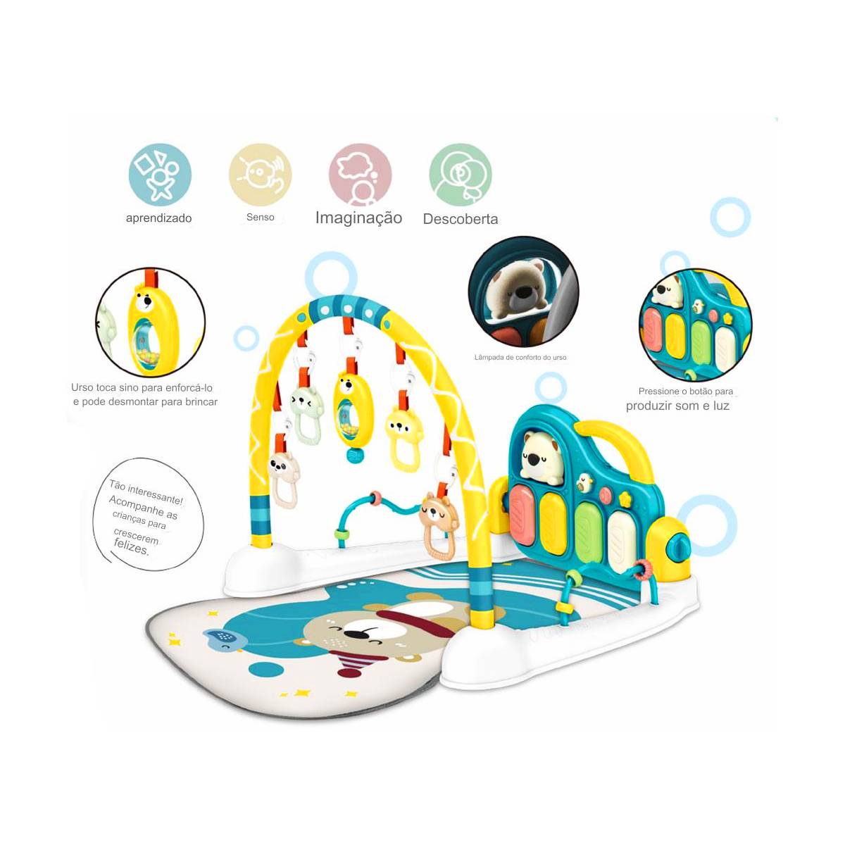 Tapete de Atividades Para Bebê Piano Teddy Verde - Maxi Baby - Imagem 5