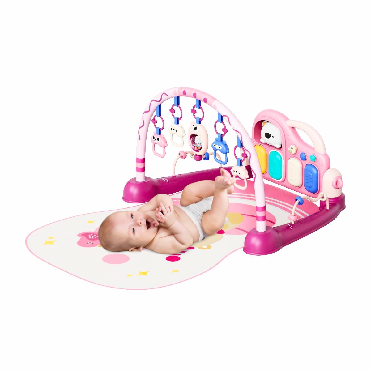 Tapete de Atividades Para Bebê Piano Teddy Rosa - Maxi Baby - Imagem 3