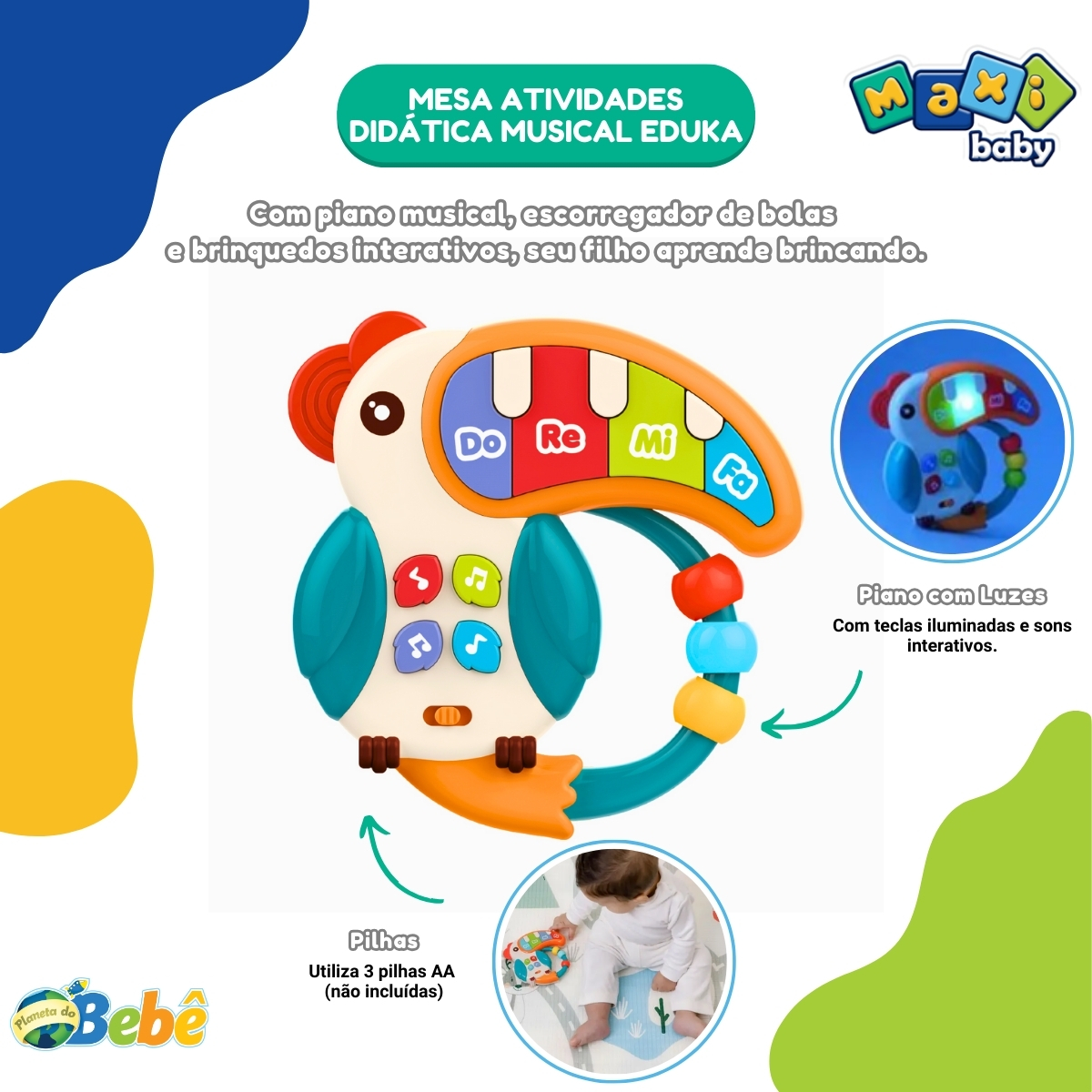 Mesa Atividades Infantil Didática Musical Eduka - Maxi Baby - Imagem 4