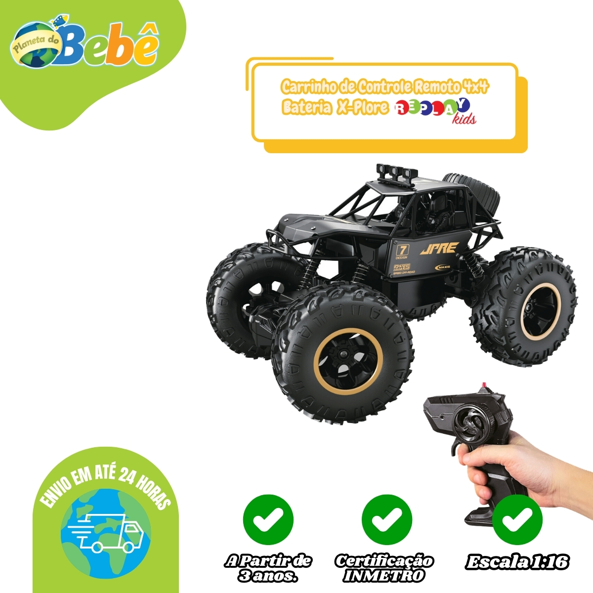 Carrinho de Controle Remoto 4x4 Bateria X-Plore Replay Kids - Imagem 10