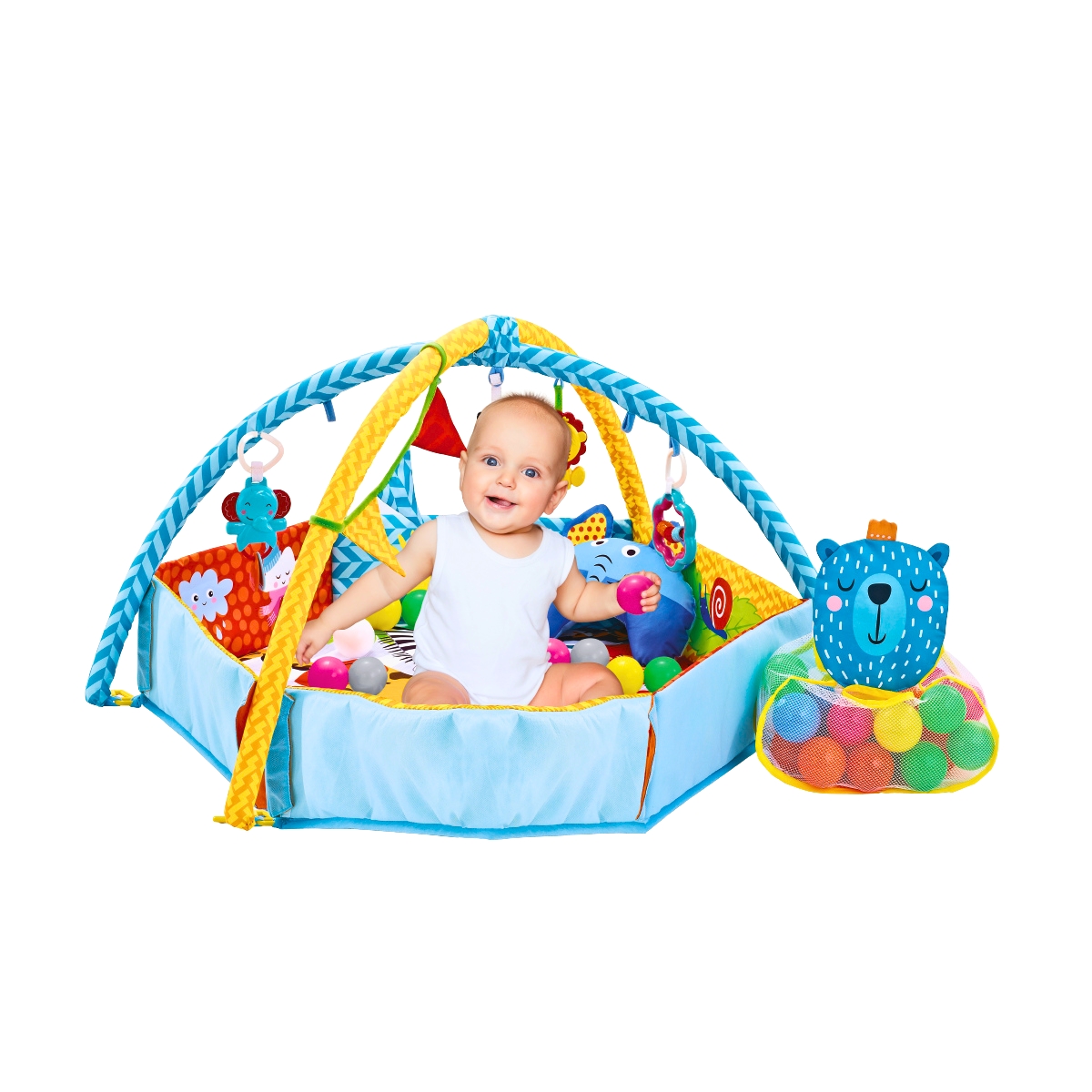 Tapete Ginásio Com Bolinhas Para Bebê Party Azul Maxi Baby - Imagem 5