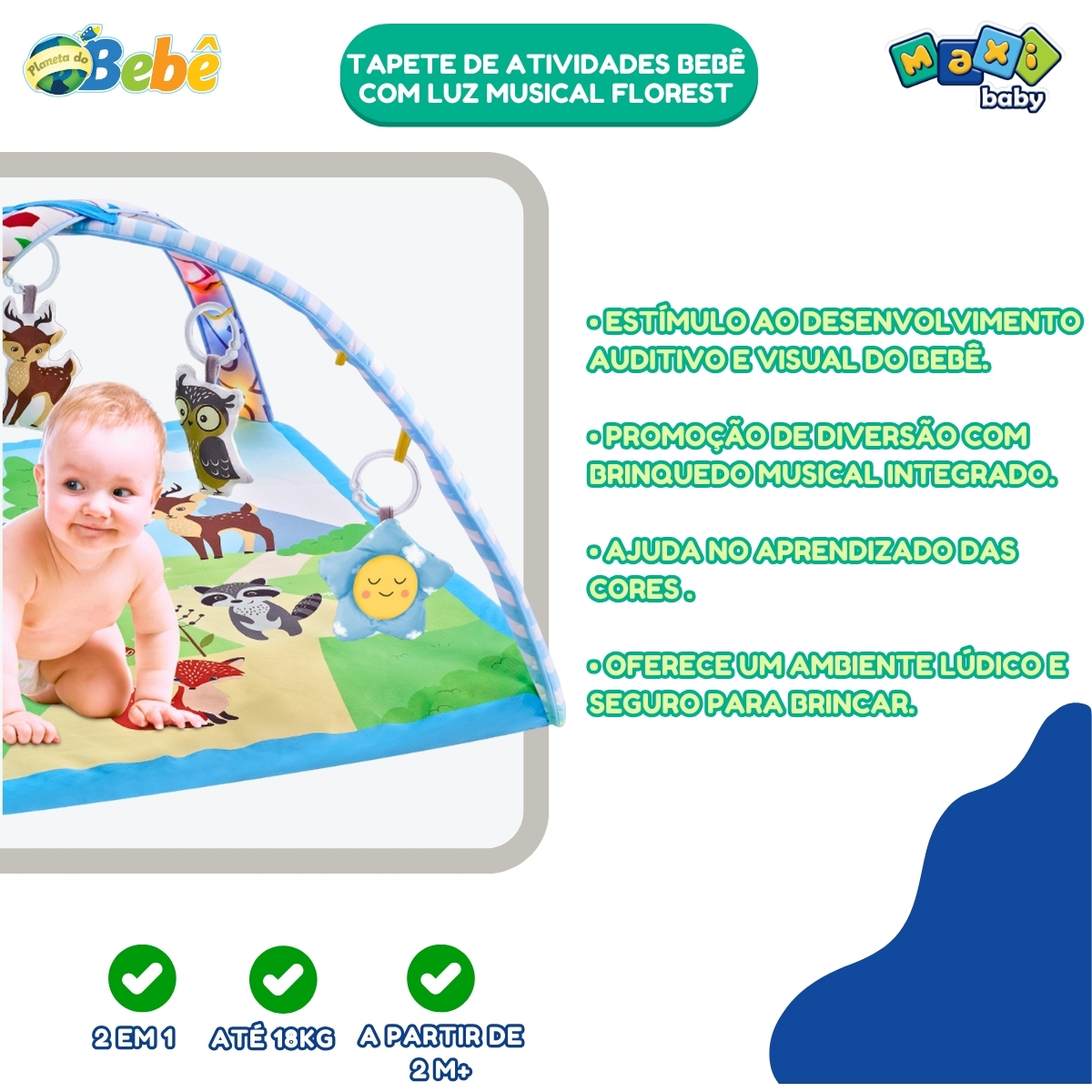 Tapete de Atividades Bebê Com Luz Musical Florest Maxi Baby - Imagem 8