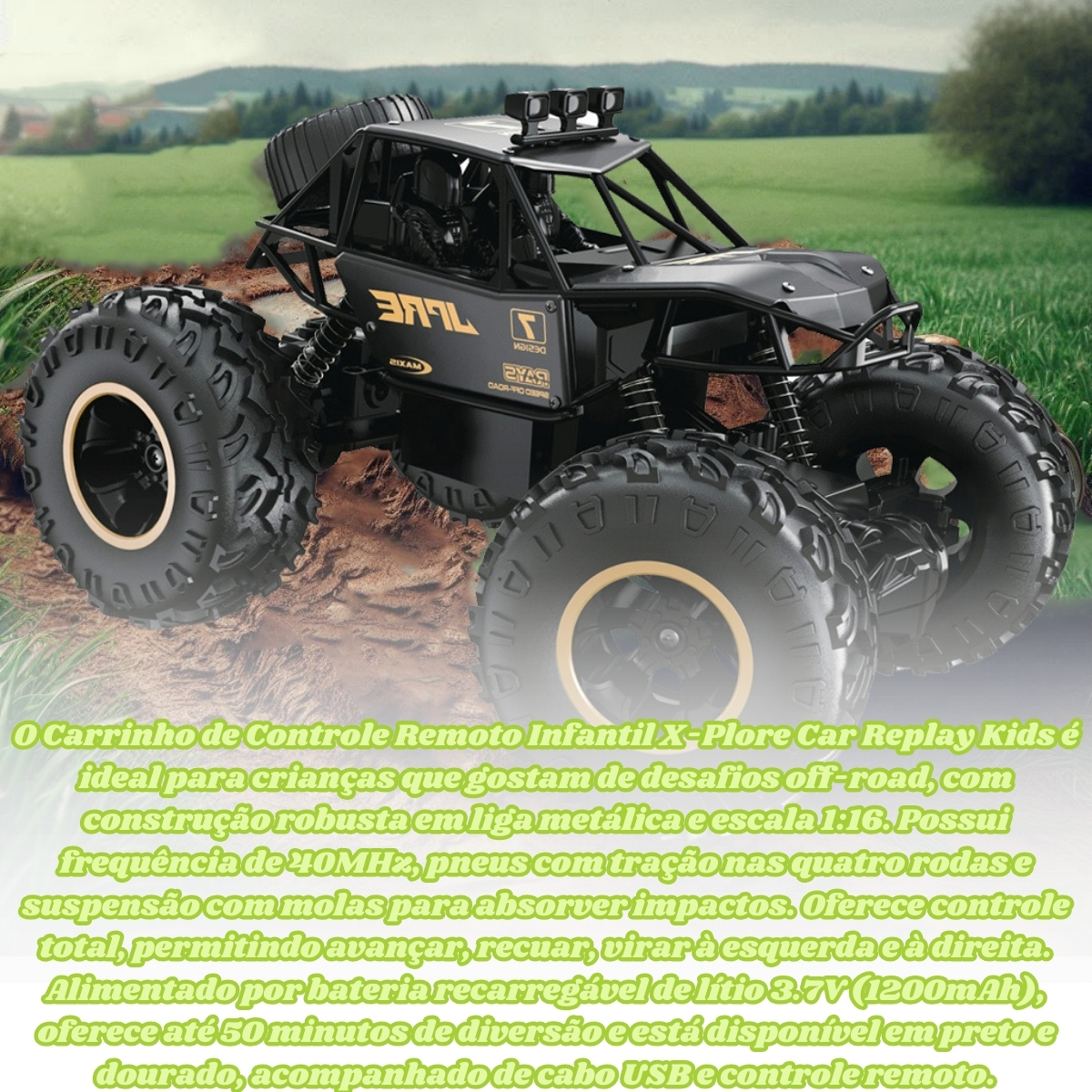 Carrinho de Controle Remoto 4x4 Bateria X-Plore Replay Kids - Imagem 12