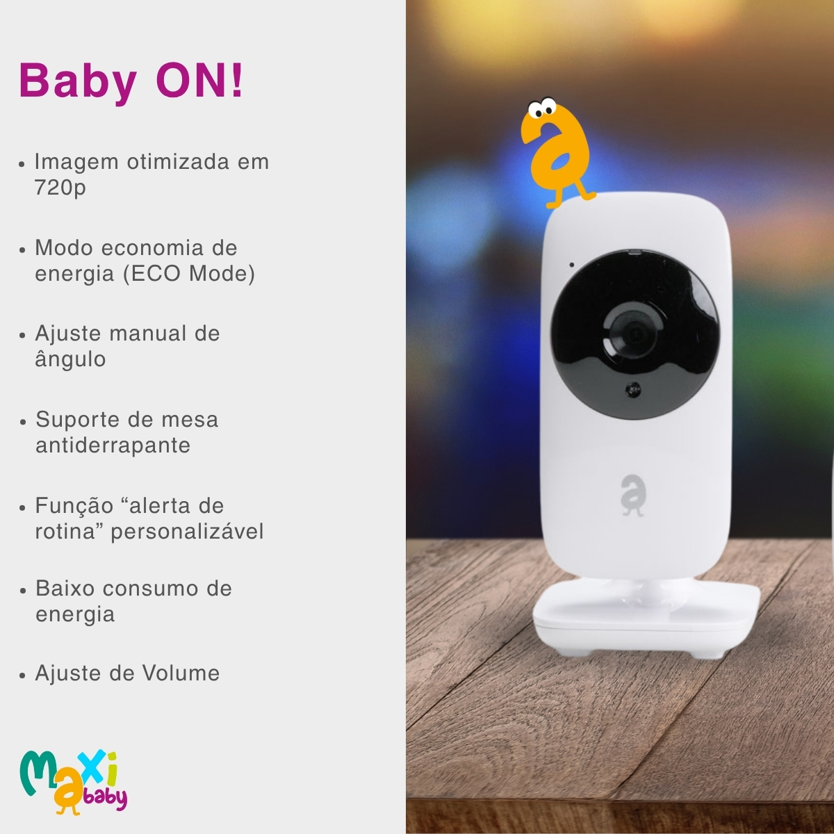 Babá Eletrônica Sem Fio Visão Noturna Zoom Baby ON Maxi Baby - Imagem 8