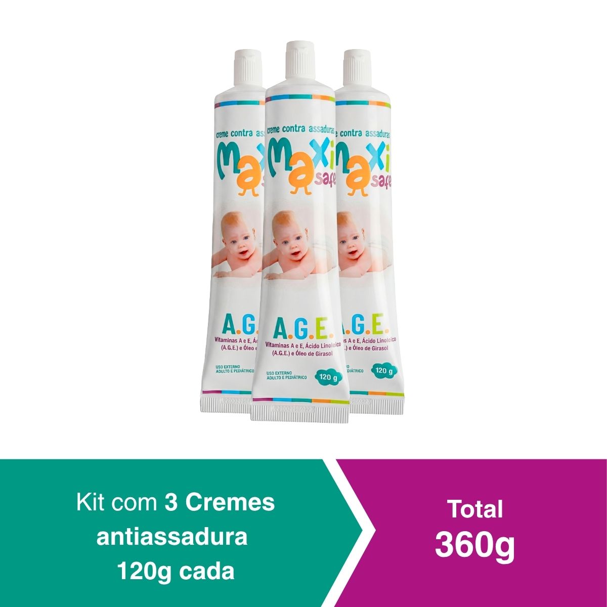 KIT Creme Pomada de Assadura Vit AGE 120g Cada Maxi Baby - Imagem 2