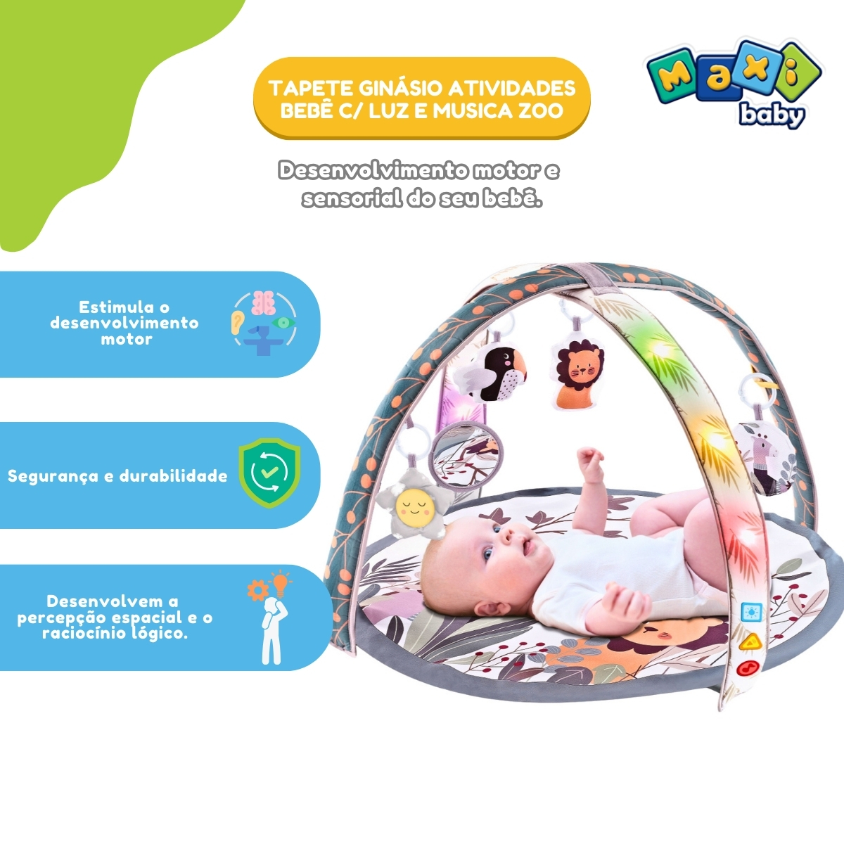 Tapete Ginásio Atividades Bebê C/ Luz e Musica Zoo Maxi Baby - Imagem 4