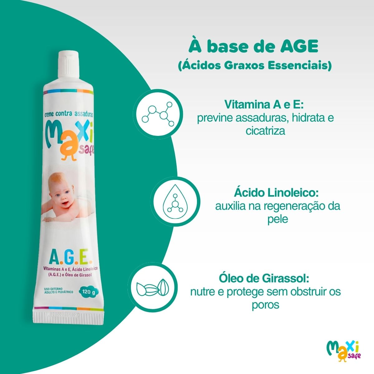 Creme Pomada de Assadura Óleo Girassol A.G.E 45g Maxi Baby - Imagem 4