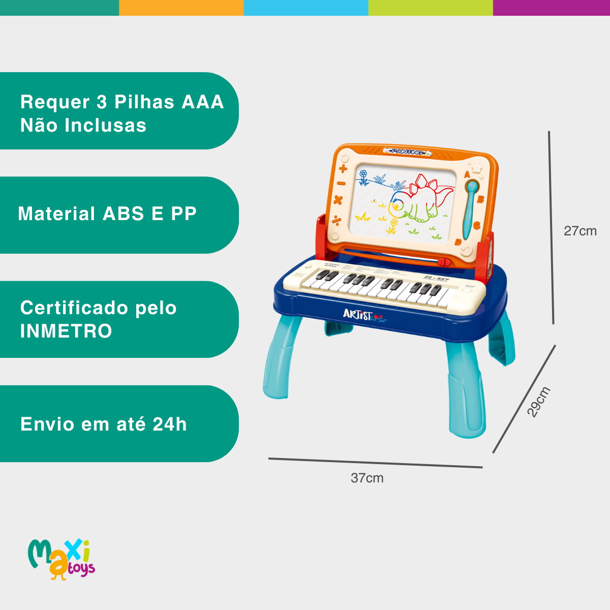 Lousa Mágica Infantil Divertida com Piano Musical Maxi Toys - Imagem 6