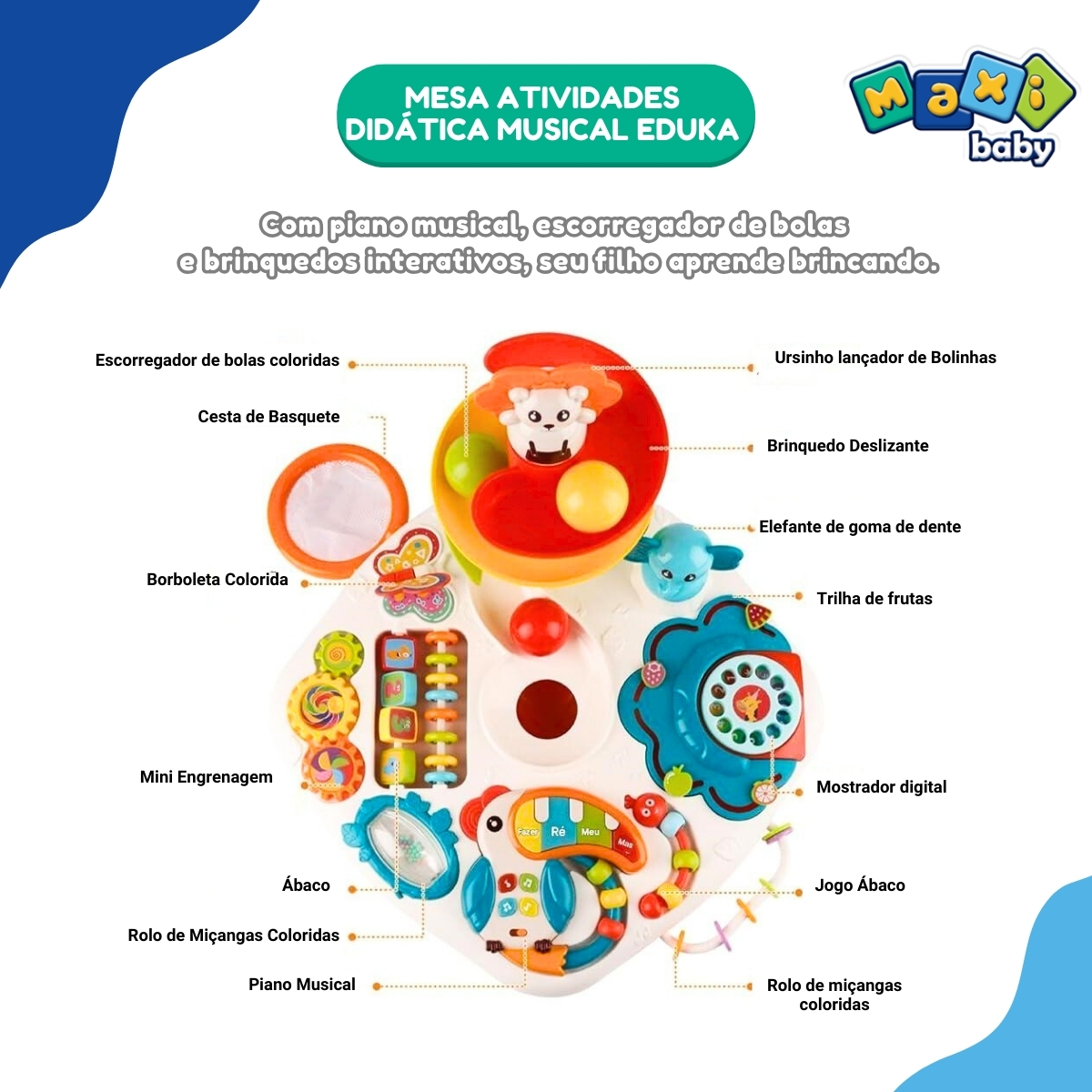 Mesa Atividades Infantil Didática Musical Eduka - Maxi Baby - Imagem 7
