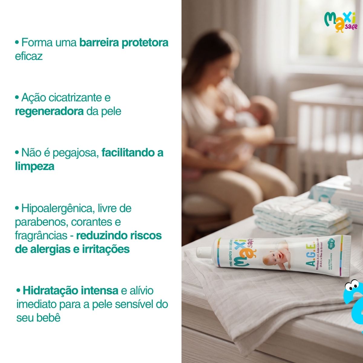 Creme Pomada de Assadura Óleo Girassol A.G.E 45g Maxi Baby - Imagem 2