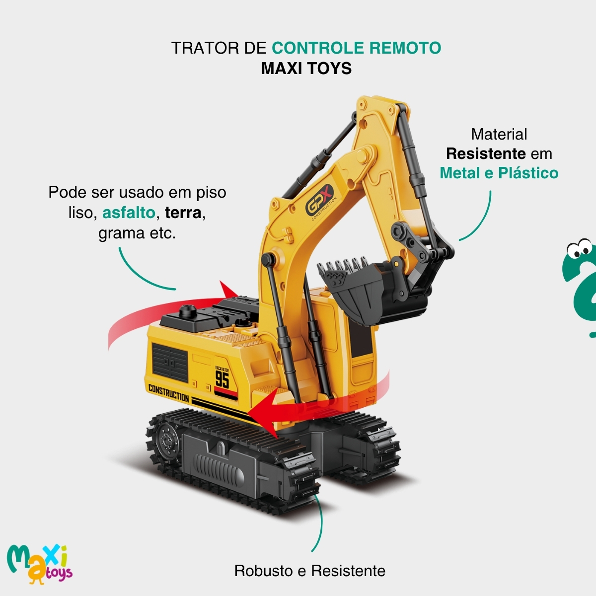 Carrinho de Controle Remoto TratorCar Solta Fumaça Maxi Toys - Imagem 3