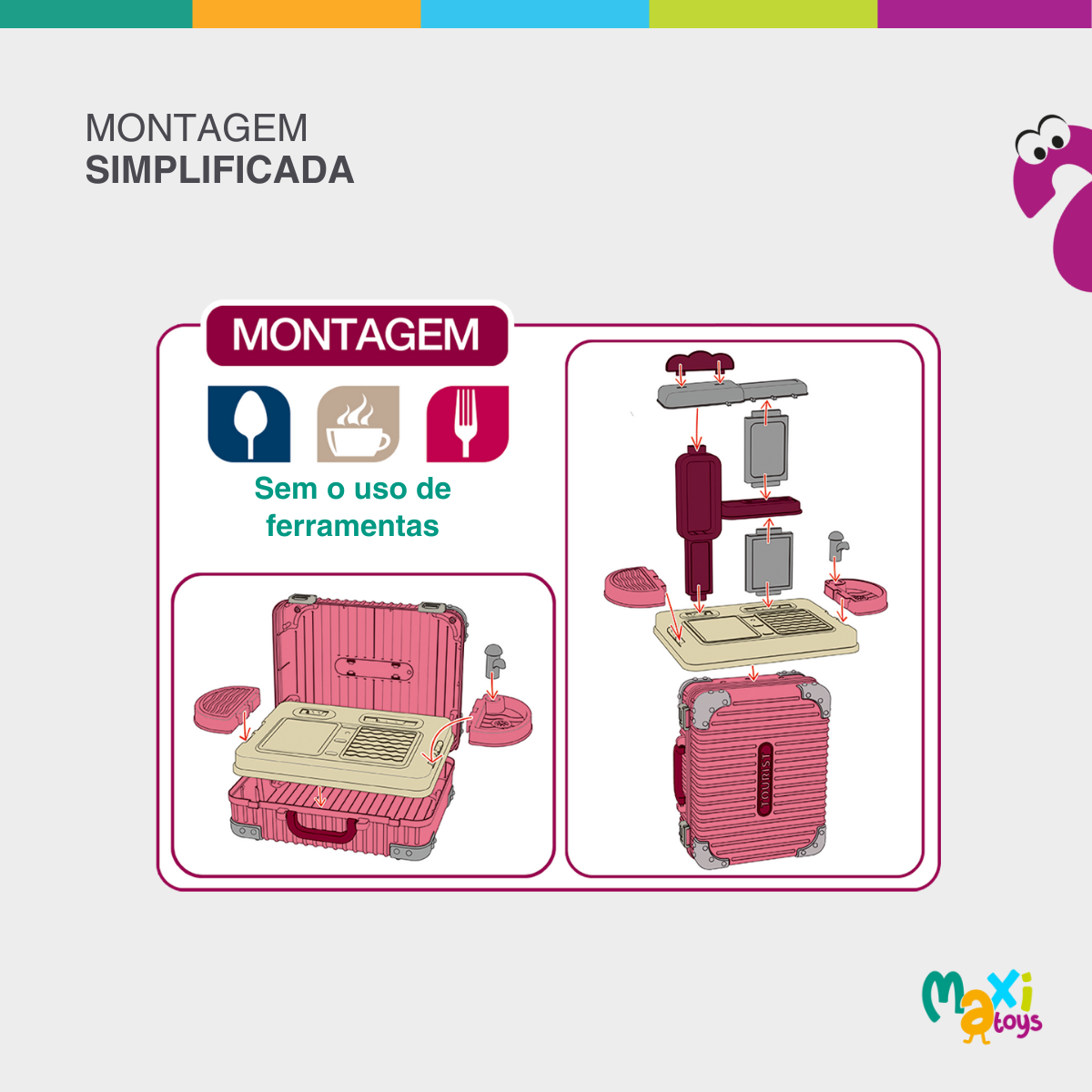 Cozinha Infantil Bancada 3 em 1 Maleta C/31 Peças Maxi Toys - Imagem 10