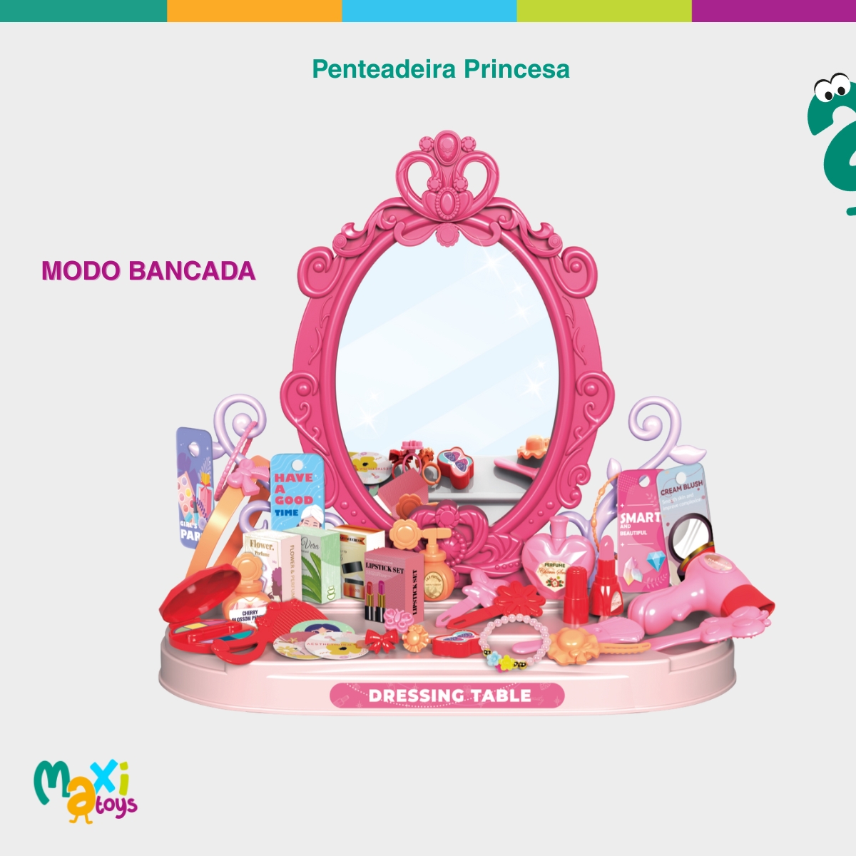 Penteadeira Infantil Com Espelho Princesa 46 Pçs Maxi Toys - Imagem 5