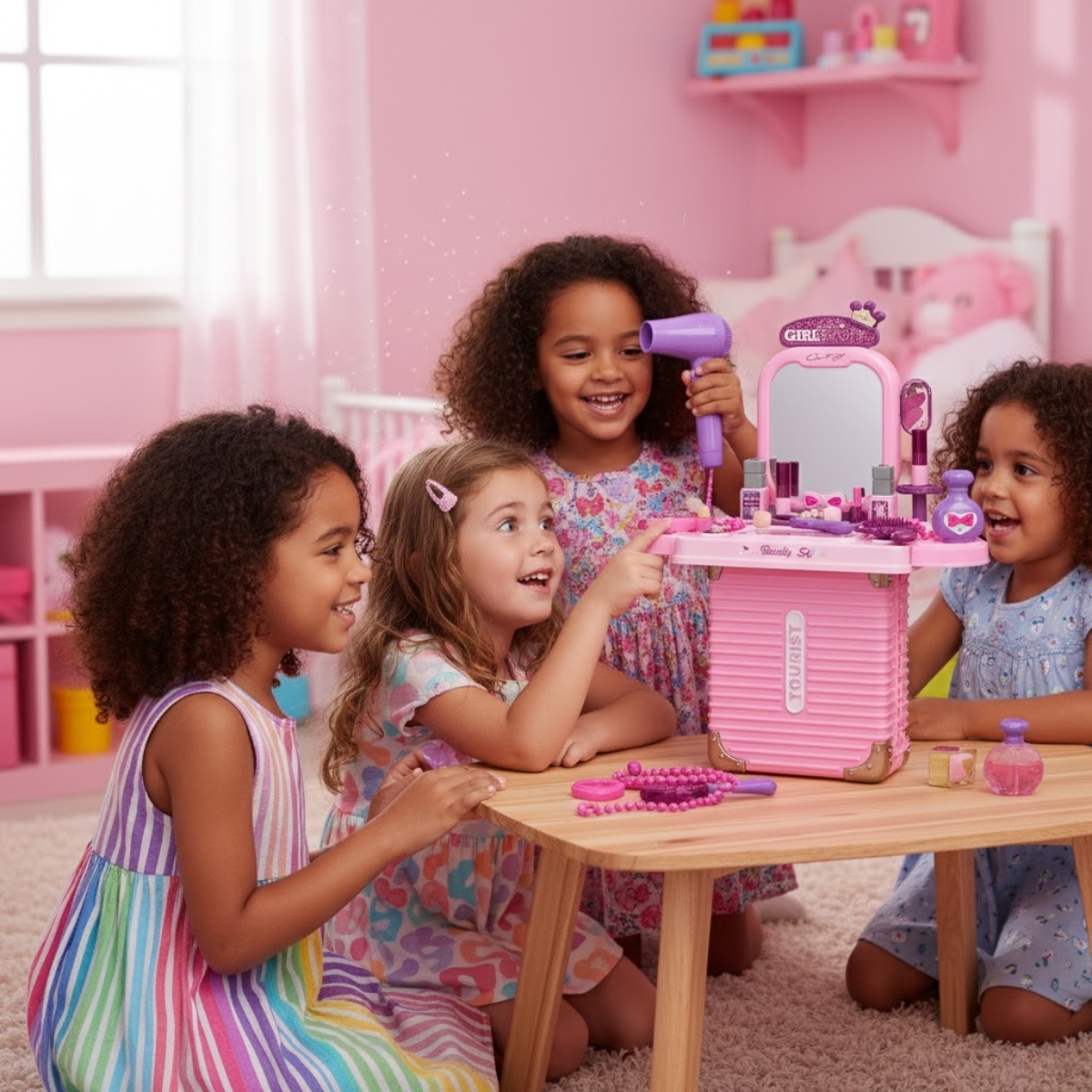 Bancada Penteadeira Infantil 3 em 1 Maleta 21 Peça Maxi Toys - Imagem 2