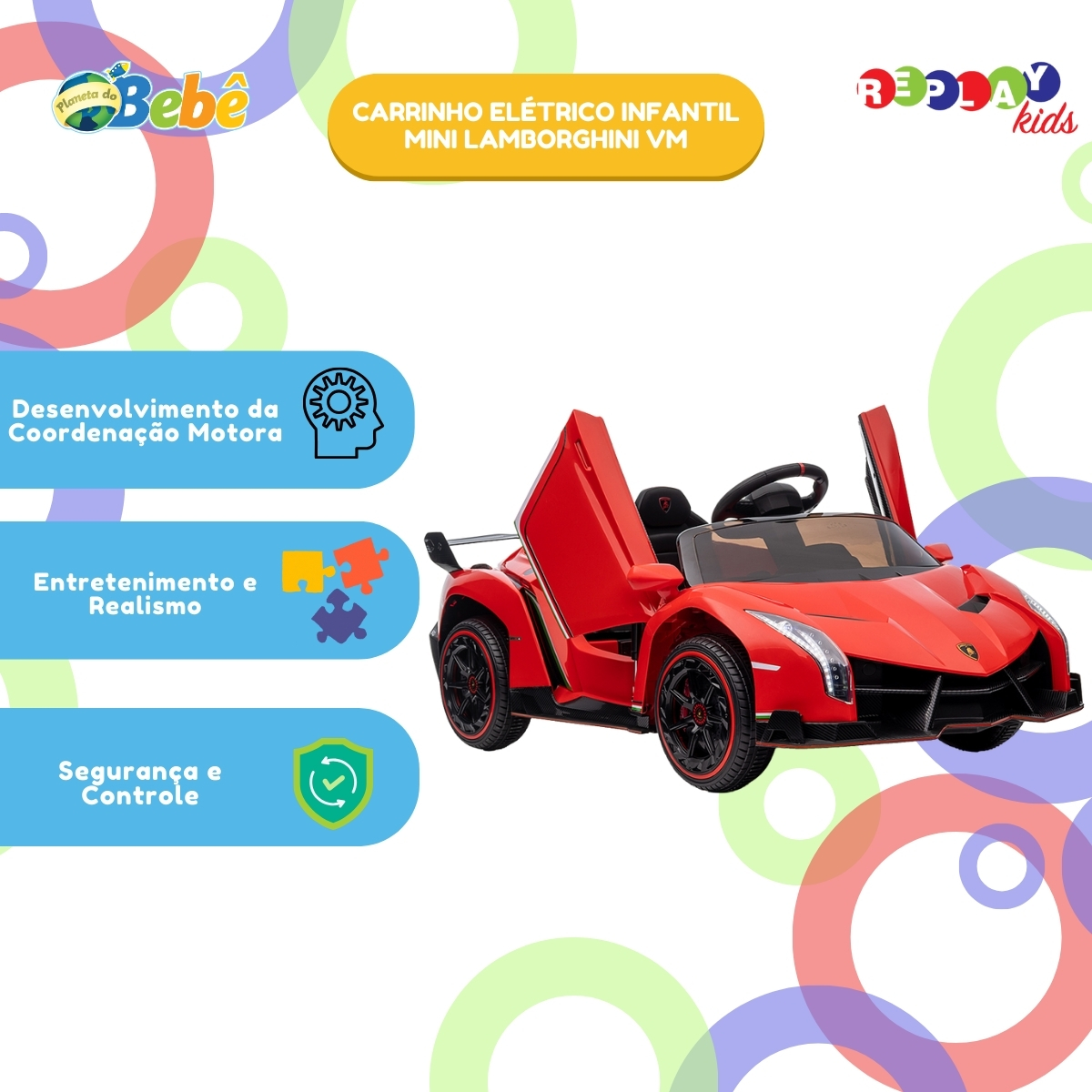 Carrinho Elétrico Infantil Mini Lamborghini VM - Replay Kids - Imagem 4