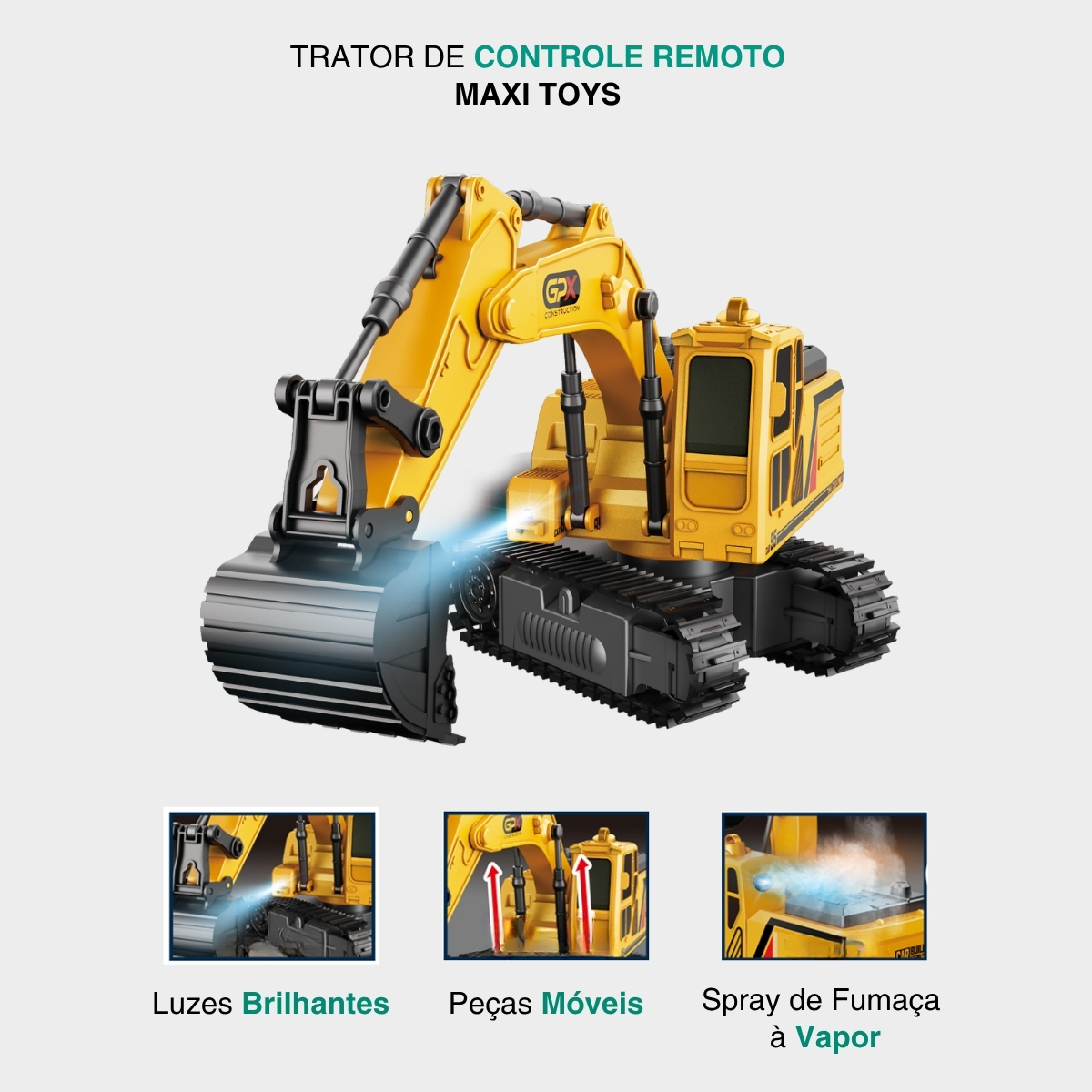 Carrinho de Controle Remoto TratorCar Solta Fumaça Maxi Toys - Imagem 4