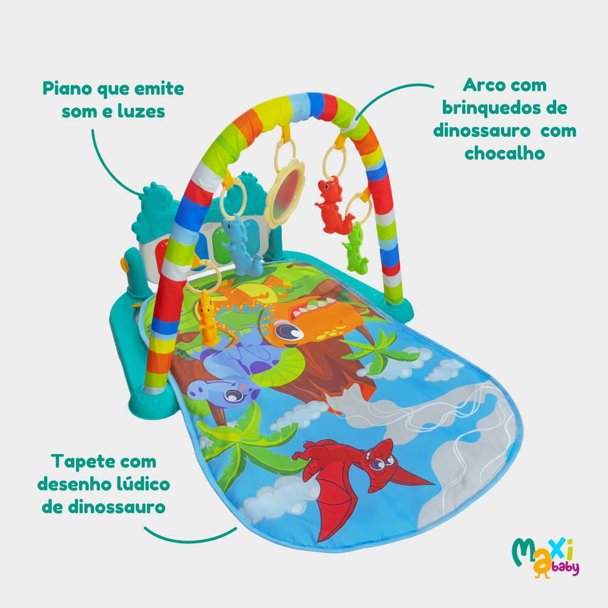 Tapete de Atividades Para Bebê Piano Funny Dino Maxi Baby - Imagem 5