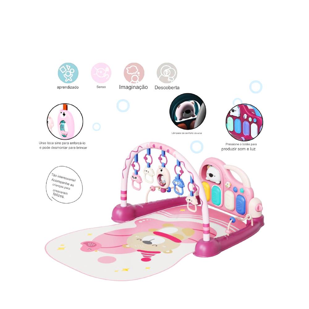 Tapete de Atividades Para Bebê Piano Teddy Rosa - Maxi Baby - Imagem 5