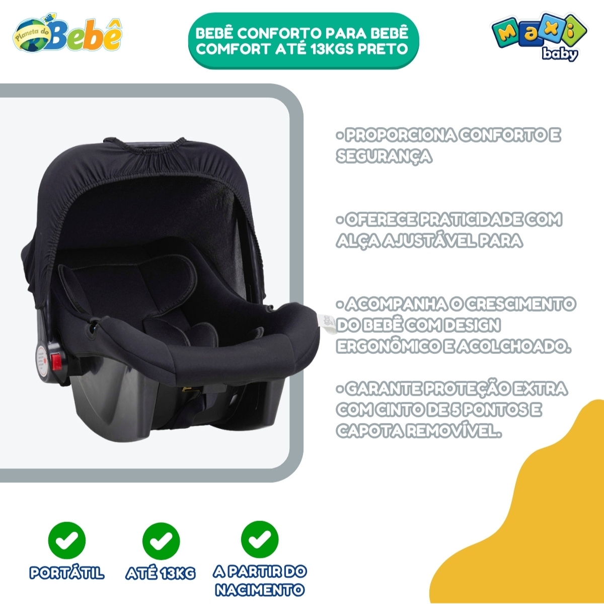 Bebê Conforto Para Bebê Comfort Até 13kgs Preto Maxi Baby - Imagem 10