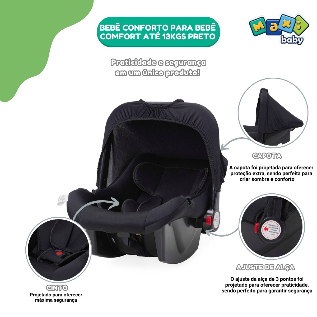 Bebê Conforto Para Bebê Comfort Até 13kgs Preto Maxi Baby - Imagem 2