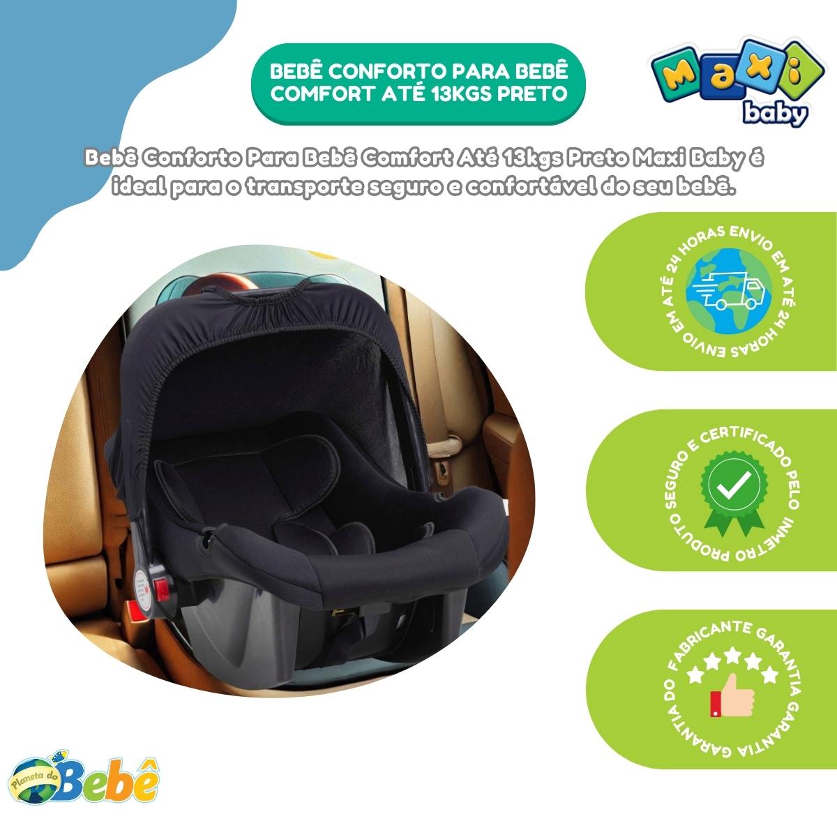 Bebê Conforto Para Bebê Comfort Até 13kgs Preto Maxi Baby - Imagem 6