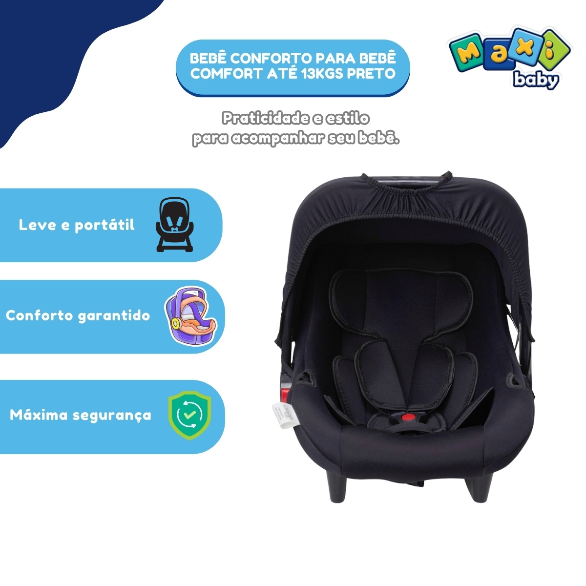 Bebê Conforto Para Bebê Comfort Até 13kgs Preto Maxi Baby - Imagem 4