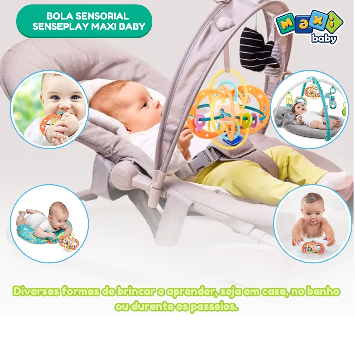 Mordedor Chocalho Bebê Bola Massageadora SensePlay Maxi Baby - Imagem 6