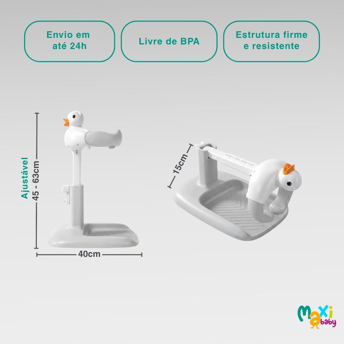 Suporte Banho Bebê P/Chuveiro e Banheira Duck Hug Maxi Baby - Imagem 5