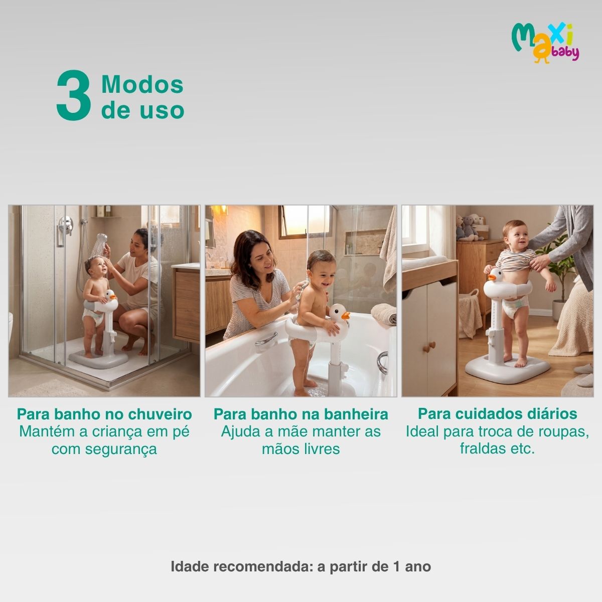 Suporte Banho Bebê P/Chuveiro e Banheira Duck Hug Maxi Baby - Imagem 3