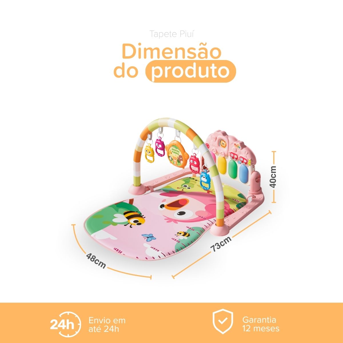 Tapete De Atividades Bebê Piano Musical Rosa Piuí Maxi Baby - Imagem 5