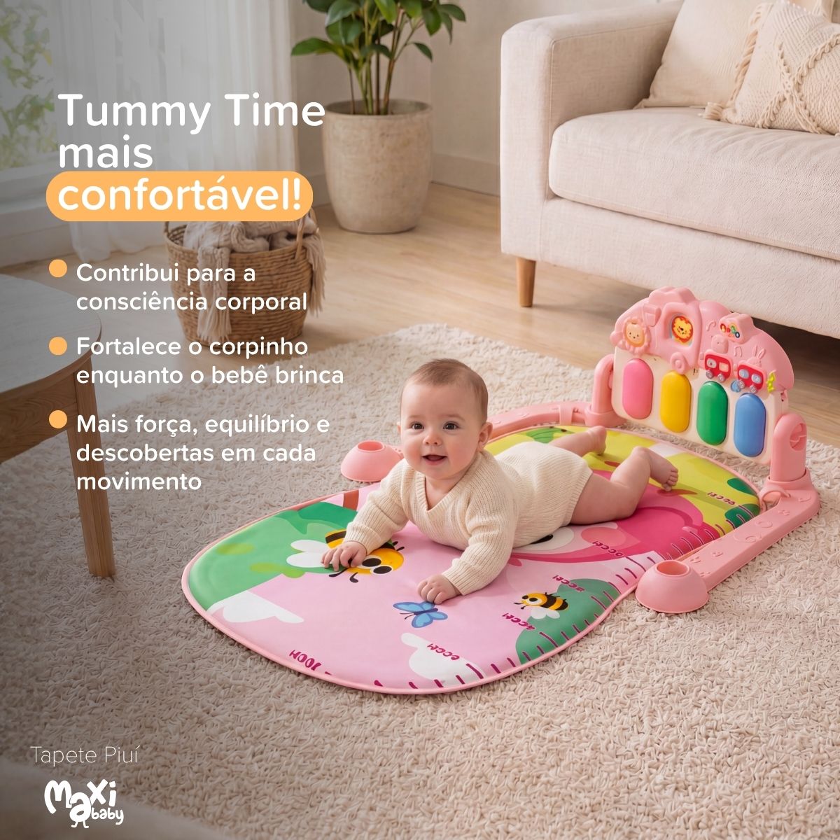 Tapete De Atividades Bebê Piano Musical Rosa Piuí Maxi Baby - Imagem 6