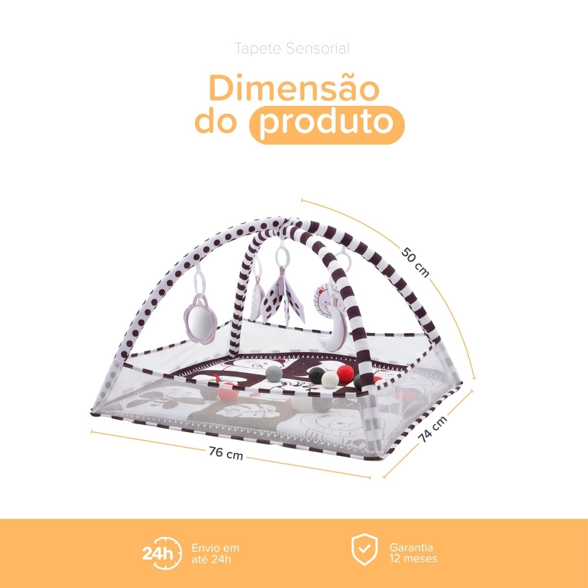 Tapete de Atividades Bebê Piscina Sensorial Preto e Branco Maxi Baby - Imagem 5