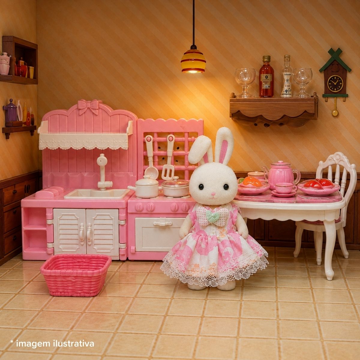 Casinha De Boneca Coelho Kit Moveis Cenarios Hopjoy Maxi Toys - Imagem 23